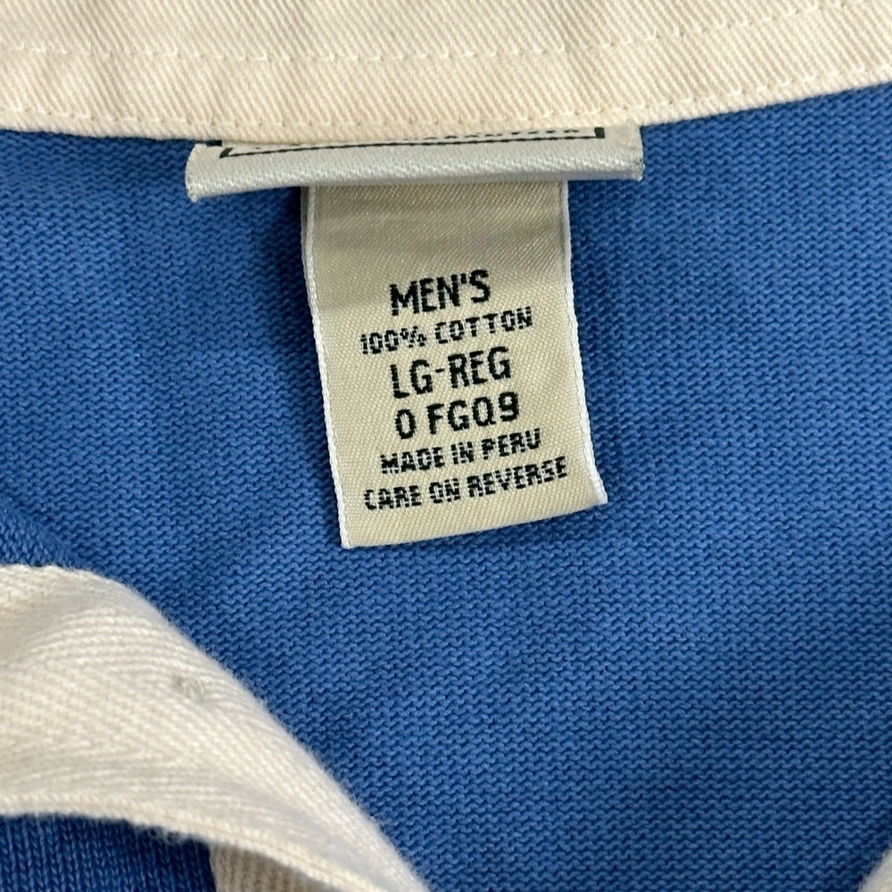 Men's L.L. Bean Large 42 - 44 Woven Henley Polo Shirt Blue Long Sleeve Pullover - Picture 9 of 9